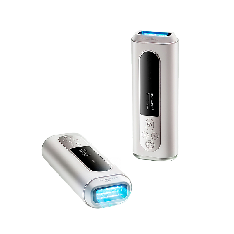 Original silver mini 308nm phototherapy device in two complete views